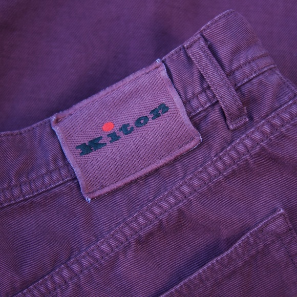 Kiton Aubergine Slim Denim Jeans Made In Italy Men's Size 34 - Picture 7 of 13